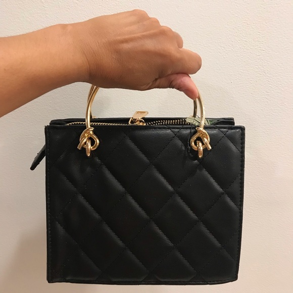 Badgley Mishka Studio black vegan leather mini quilted handle bag. NWT. - Picture 9 of 11